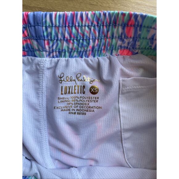 Lilly Pulitzer Luxletic Shorts Womens Extra Small Pink Lined Lightweight Workout - Picture 3 of 9